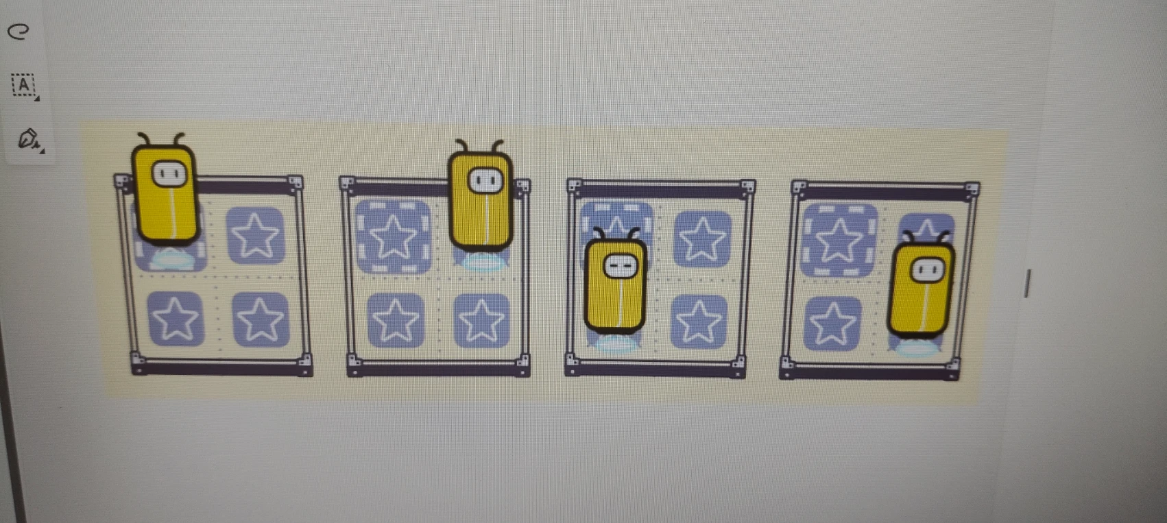 Робот в квадрате 2×2. Он должен закрасить все клетки квадрата и остановиться в левой верхней клетке. move_left() Сделать шаг влево move_right() Сделать шаг вправо move_up() Сделать шаг вверх move_down() Сделать шаг вниз fill_cell() Закрасить клетку написать алгоритм для всех четырех картинок